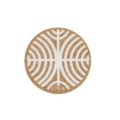 Liga Round Cork Coaster - Ripples - White