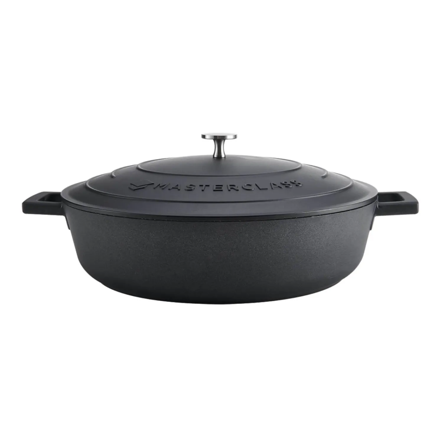 MasterClass Cast Aluminium 32cm Lightweight Shallow Round Casserole Dish - Black