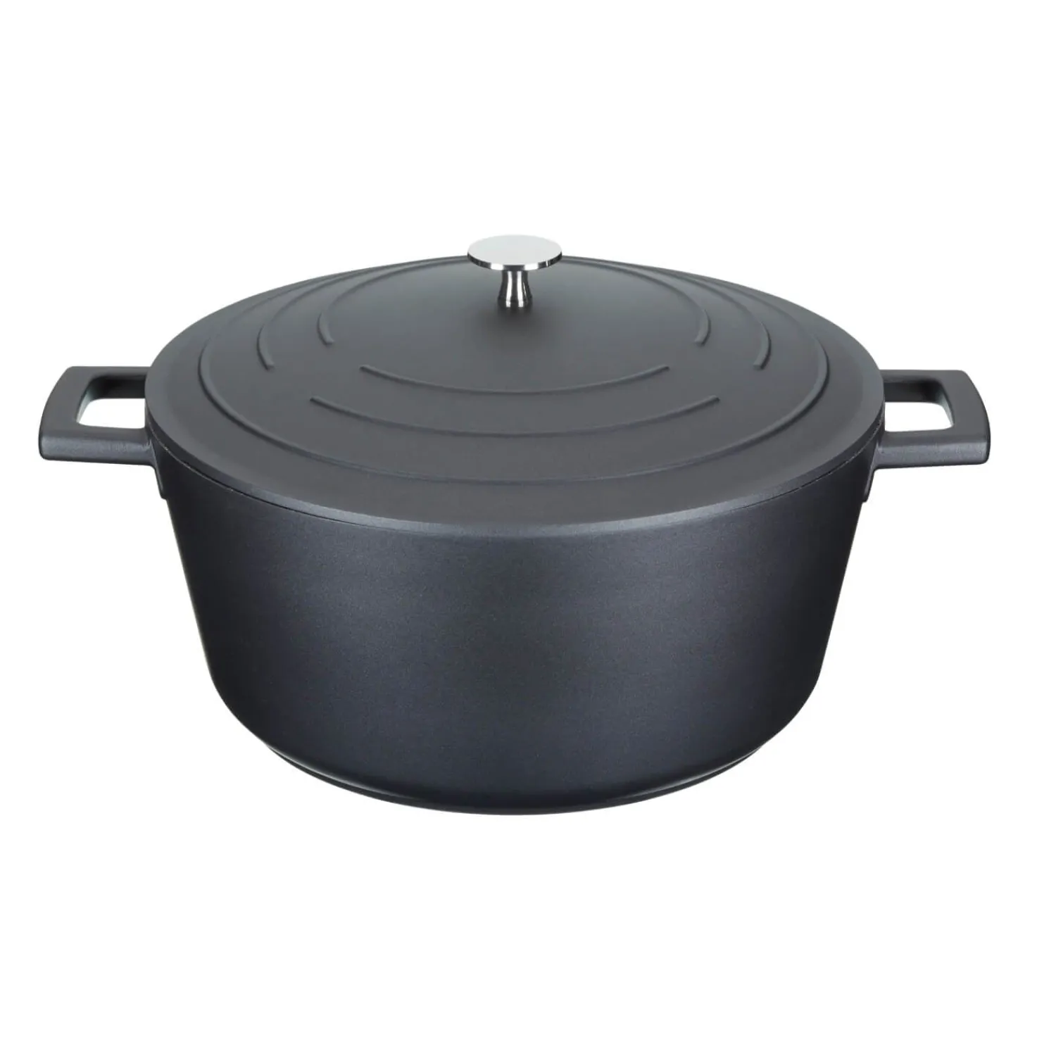 MasterClass Cast Aluminium 28cm Lightweight Round Casserole Dish - Black
