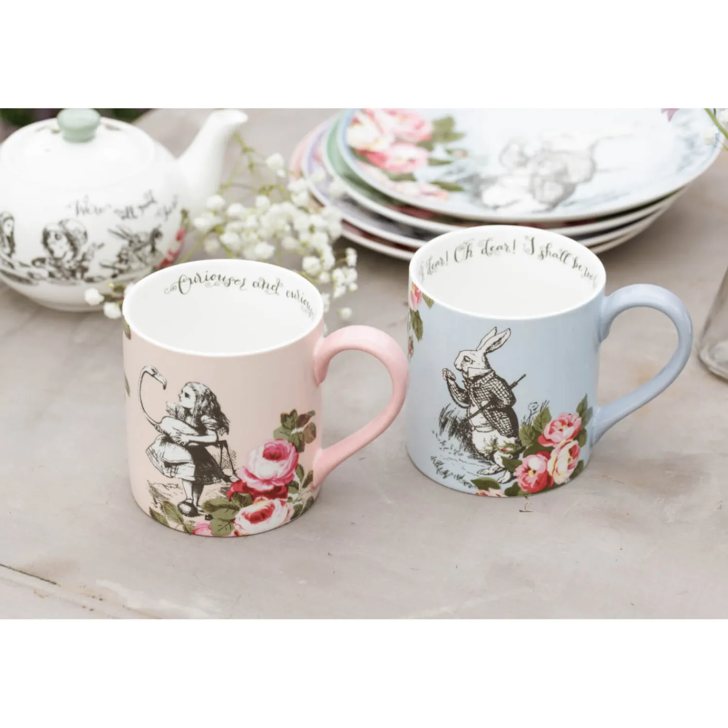 Alice in Wonderland Mikasa V&A His & Hers Bone China Mugs