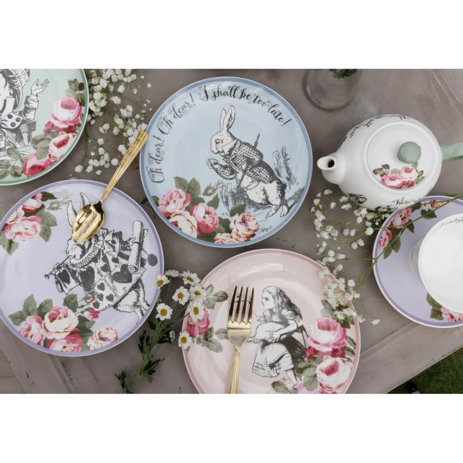 Alice in Wonderland Mikasa V&A Bone China Side Plates - Set Of 4