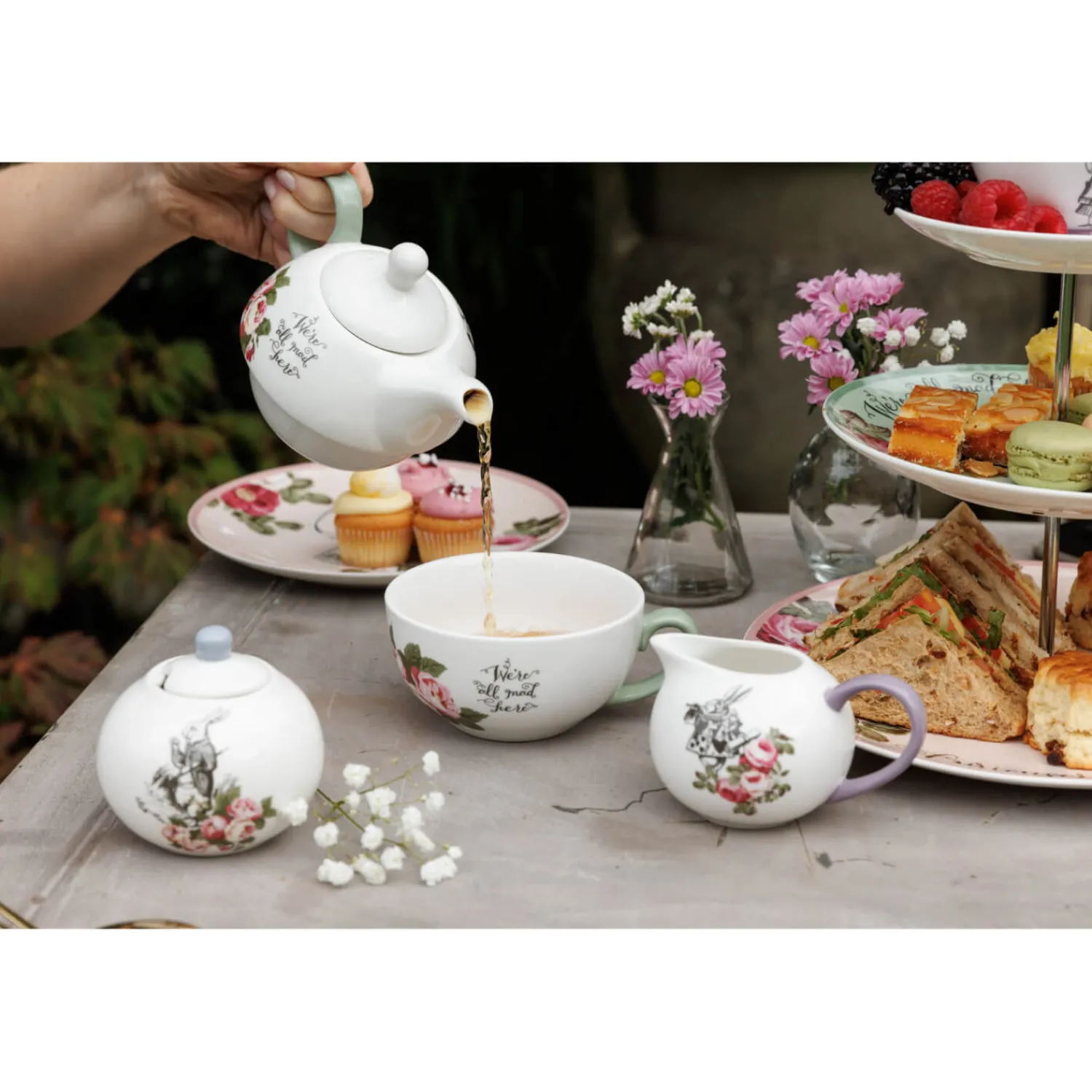 Alice in Wonderland Mikasa V&A Bone China Sugar Bowl & Creamer Set