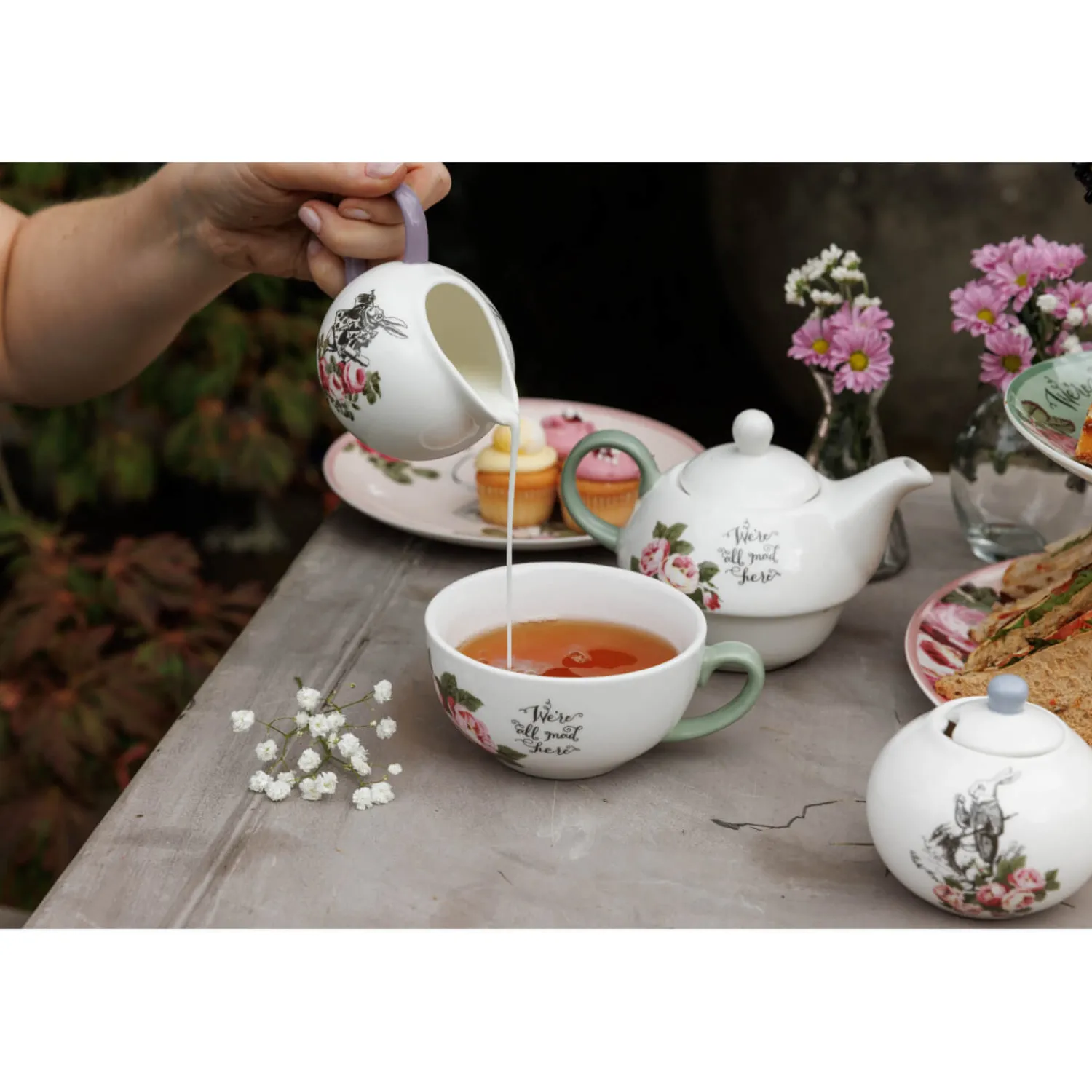 Alice in Wonderland Mikasa V&A Bone China Sugar Bowl & Creamer Set