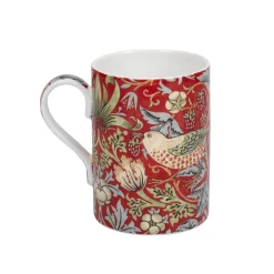 Morris u0026 Co Morris & Co Strawberry Thief 340ml Porcelain Mug - Crimson Slate