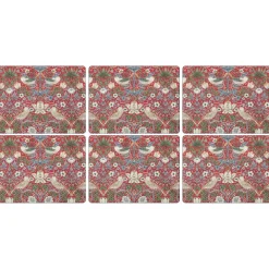 Morris u0026 Co Morris & Co Strawberry Thief Set Of 6 Placemats - Red