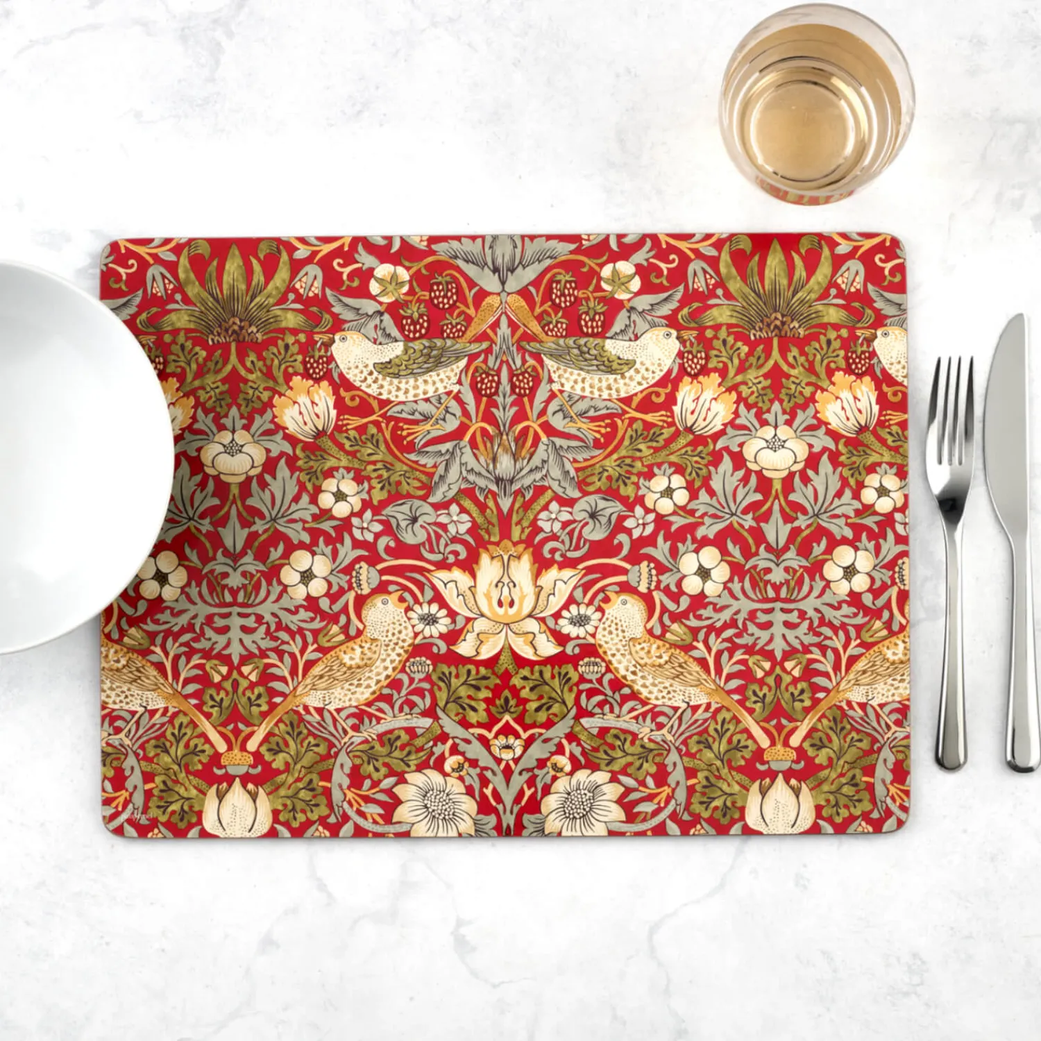 Morris u0026 Co Morris & Co Strawberry Thief Set Of 6 Placemats - Red