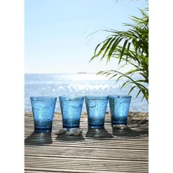 NAVIGATE Linear Acrylic Set of 4 Tumbler Glasses - Blue