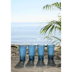 NAVIGATE Linear Acrylic Set of 4 Hi-Ball Glasses - Blue