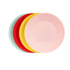 NAVIGATE Strawberries & Cream Set of 4 Reusable Plates in Mixed Colours