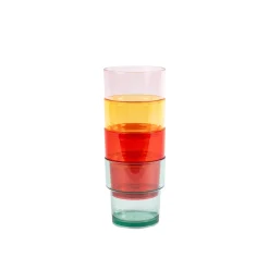 NAVIGATE Strawberries & Cream Set of 4 Stacking Tumbler Glasses in Mixed Colours