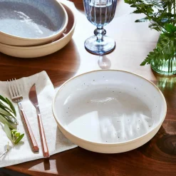 PORTMEIRION Minerals Stoneware 22.2cm Low Bowl - Moonstone