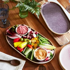 PORTMEIRION Minerals Stoneware 35cm Large Oval Platter - Amethyst