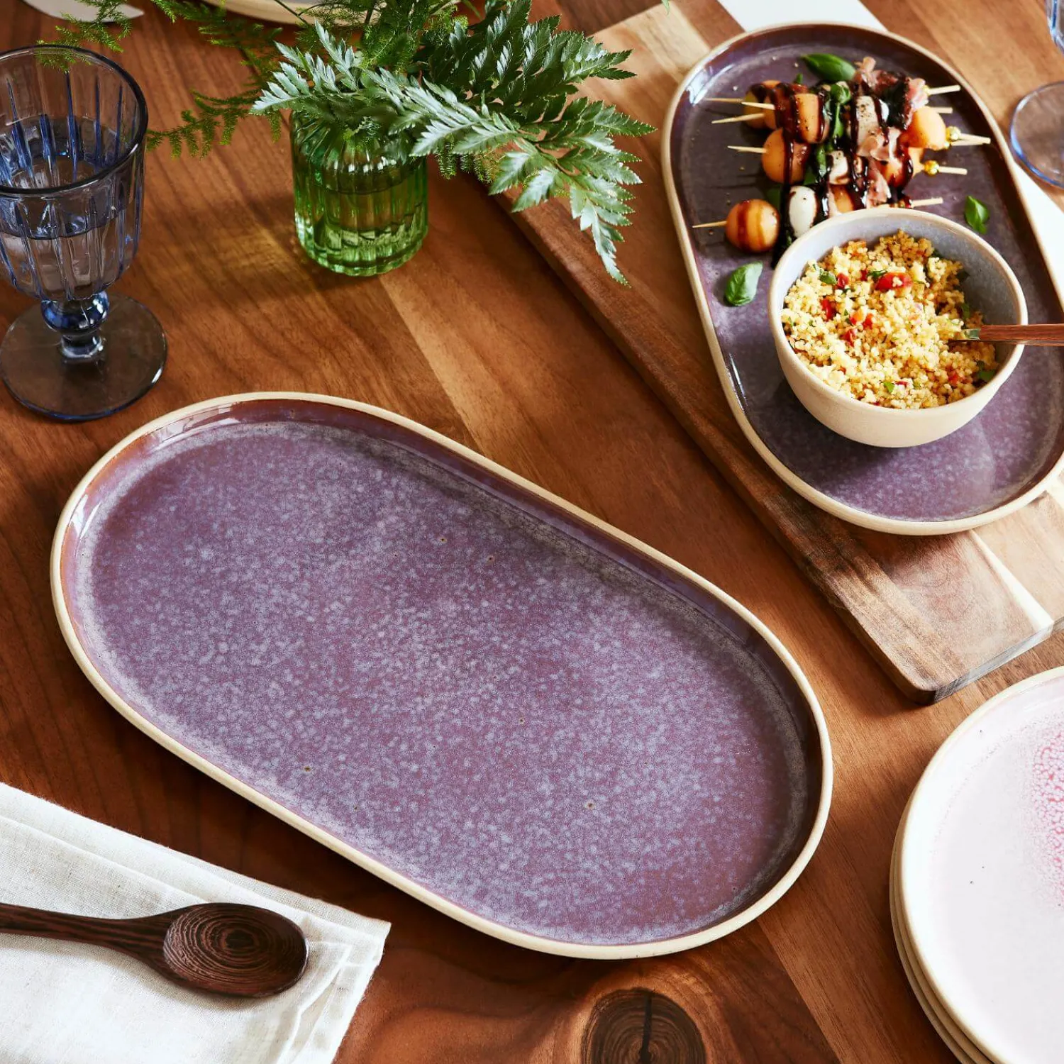 PORTMEIRION Minerals Stoneware 35cm Large Oval Platter - Amethyst