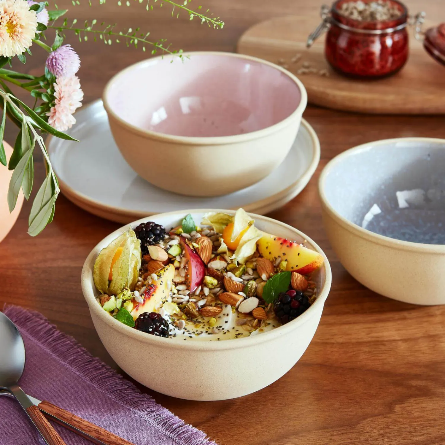 PORTMEIRION Minerals Stoneware 15.2cm Medium Bowl - Moonstone