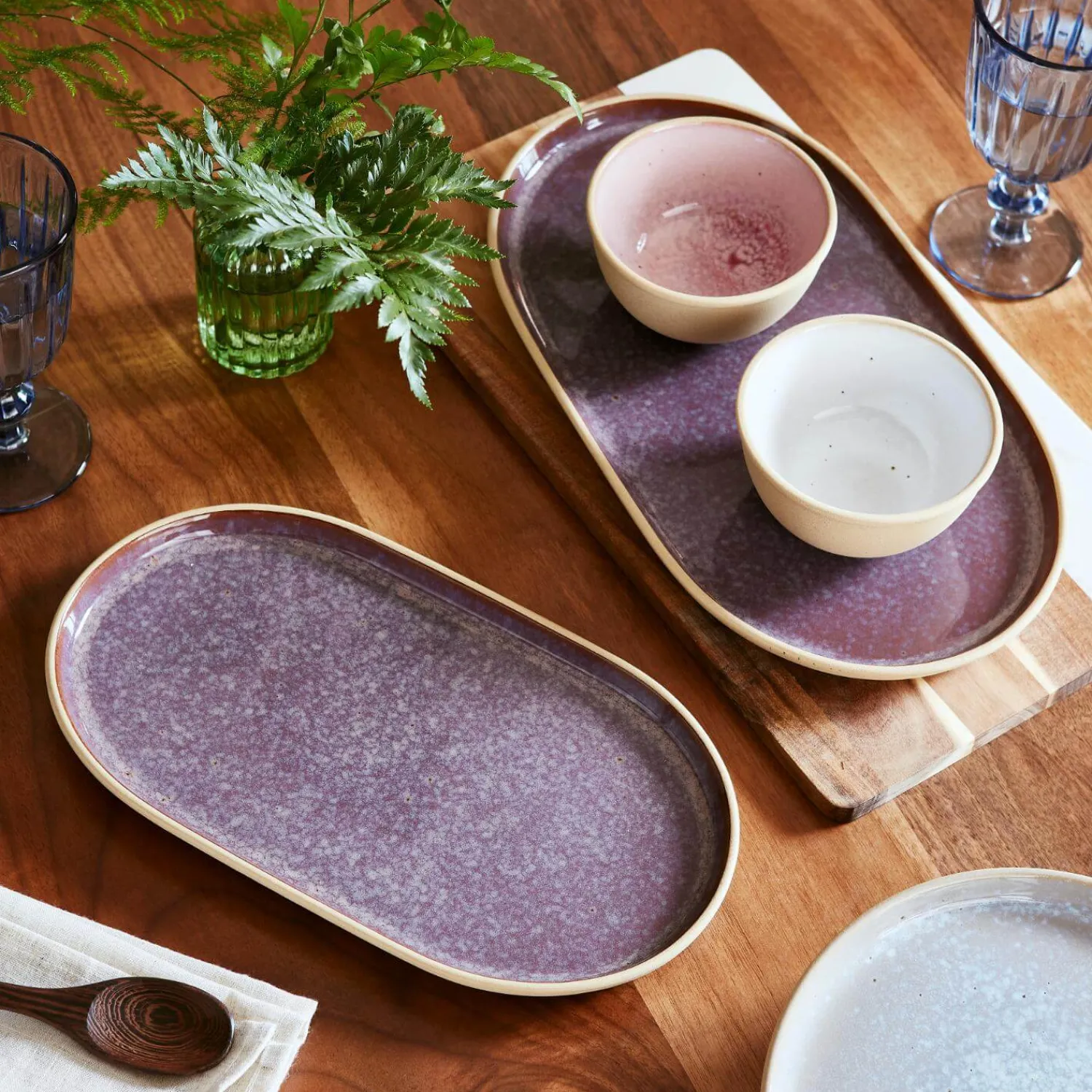 PORTMEIRION Minerals Stoneware 30.4cm Medium Oval Platter - Amethyst