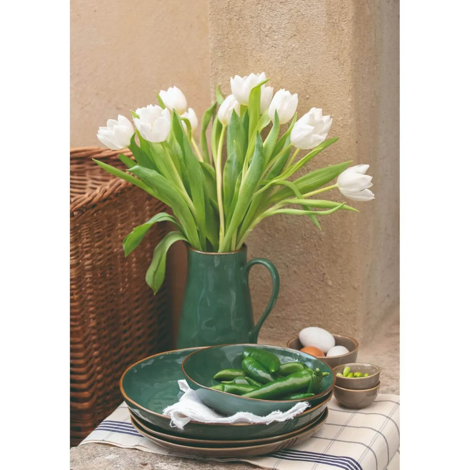 Rose u0026 Tulipani Rose & Tulipani Concerto Verde Bosco Forest Green Salad Bowl - 26cm