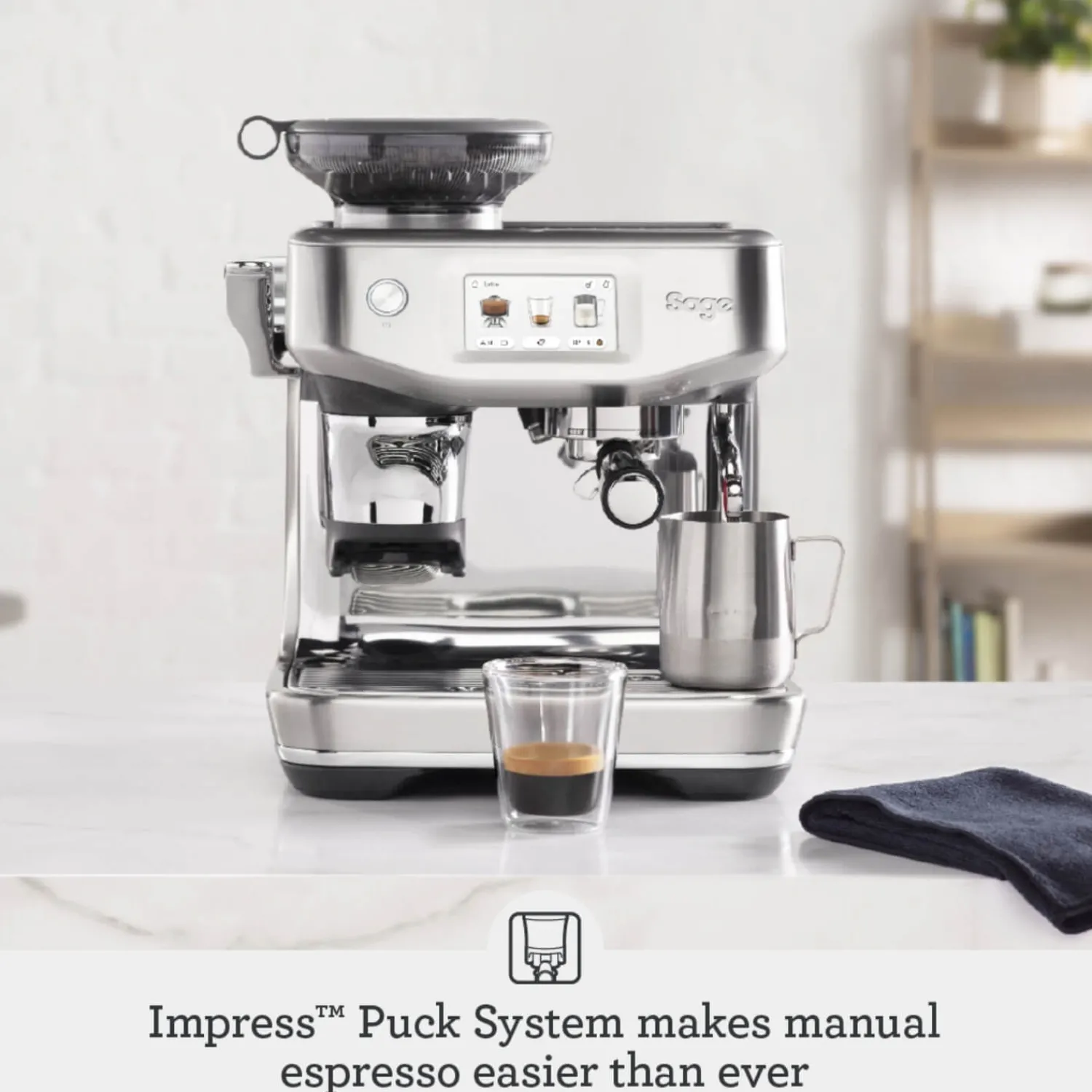 Sage Appliances SES881BSS Barista Touch Impress Bean-to-Cup Espresso Coffee Machine - Brushed Steel