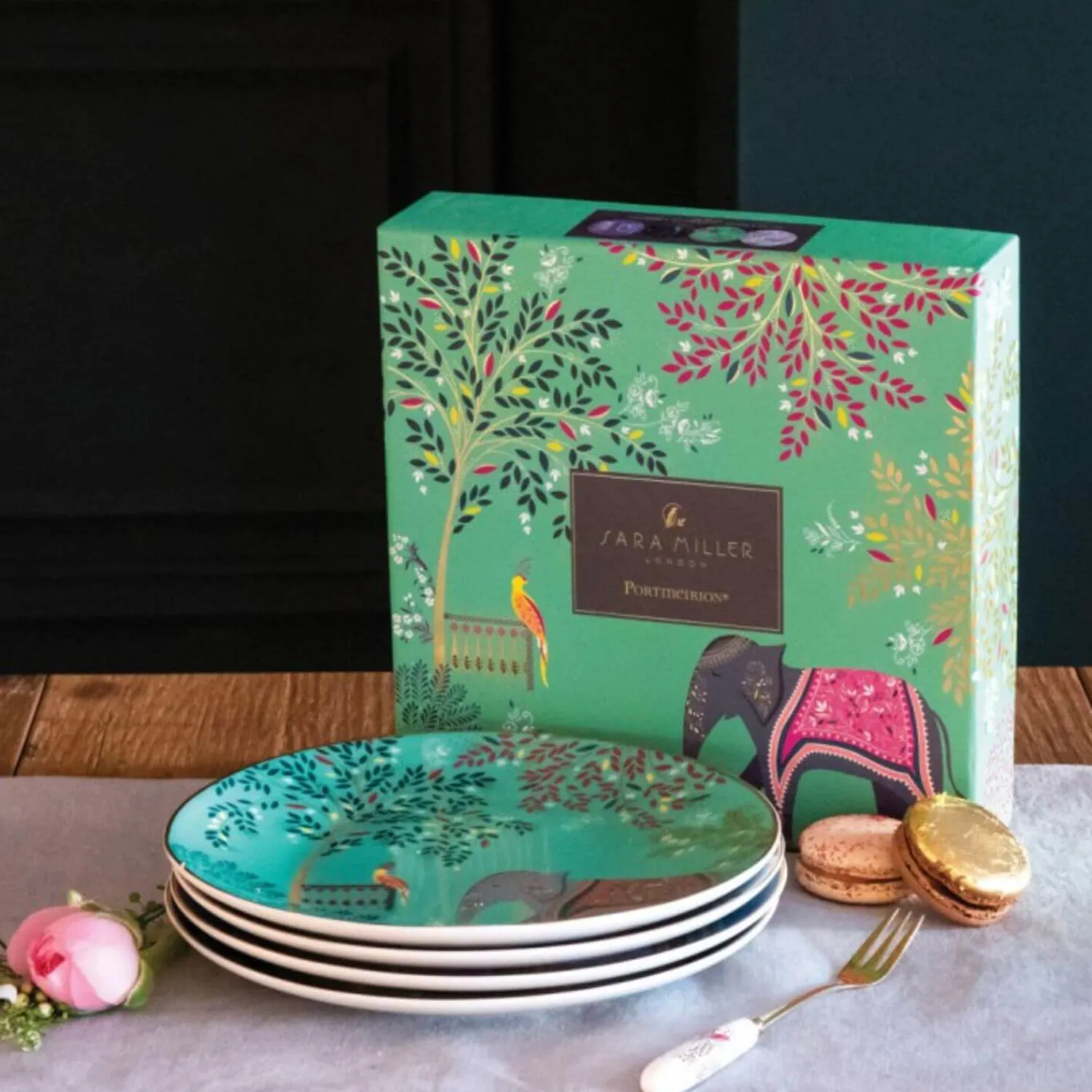 Sara Miller London India Set Of 4 Cake Plates - Assorted