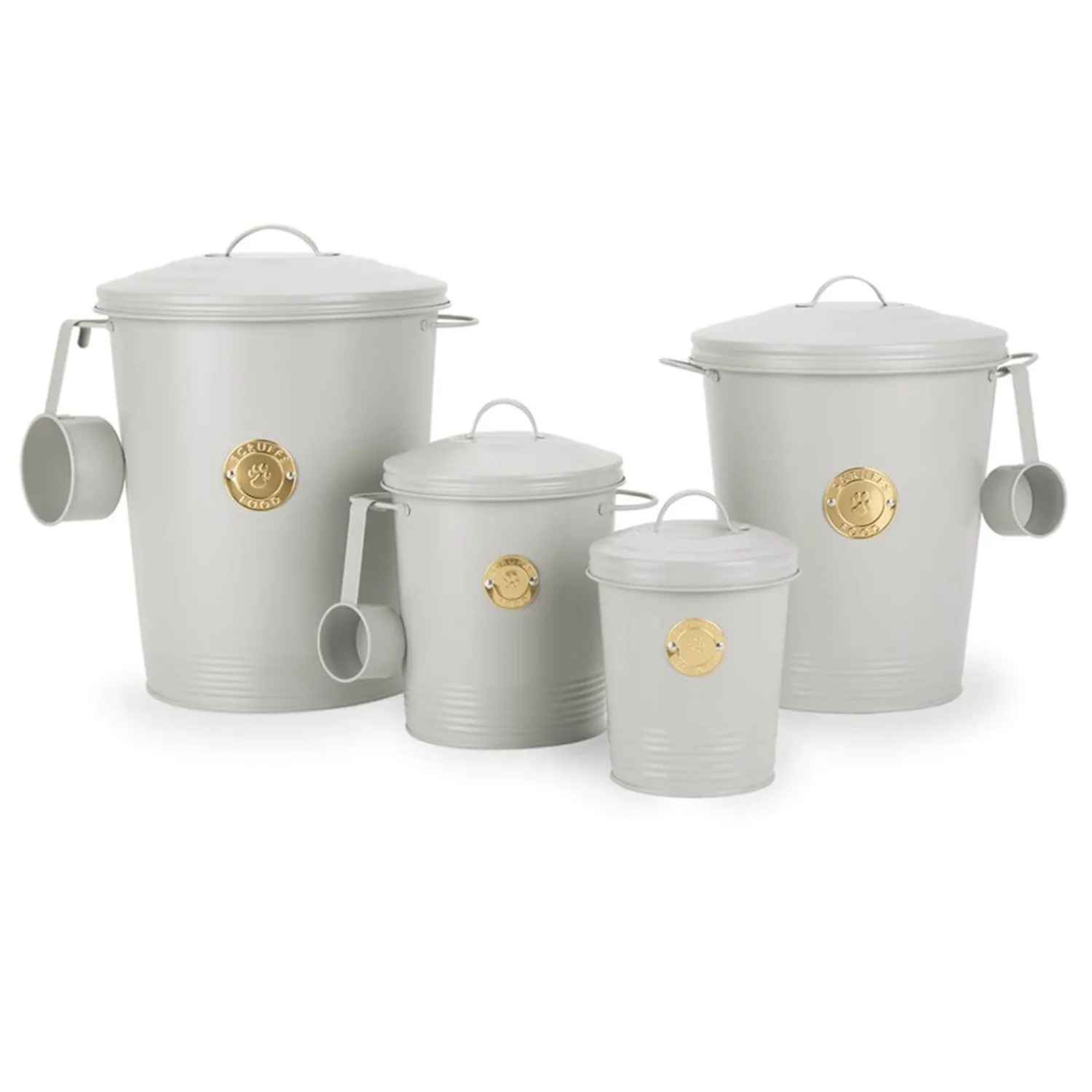 Scruffs 2 Litre Steel Pet Food Storage Cantina with Lid - Light Grey