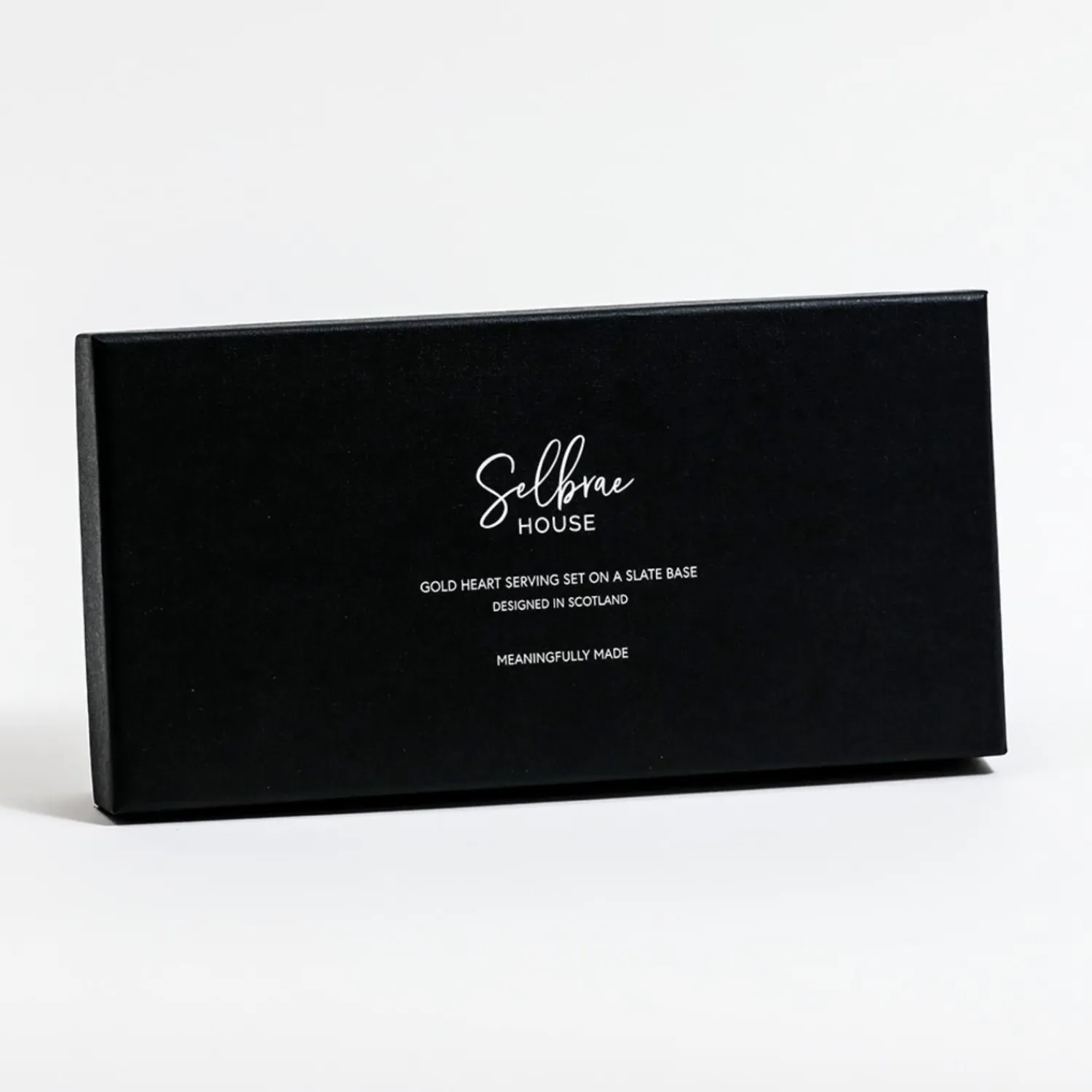Selbrae House Gold Heart Serving Dish Set on a Slate Board