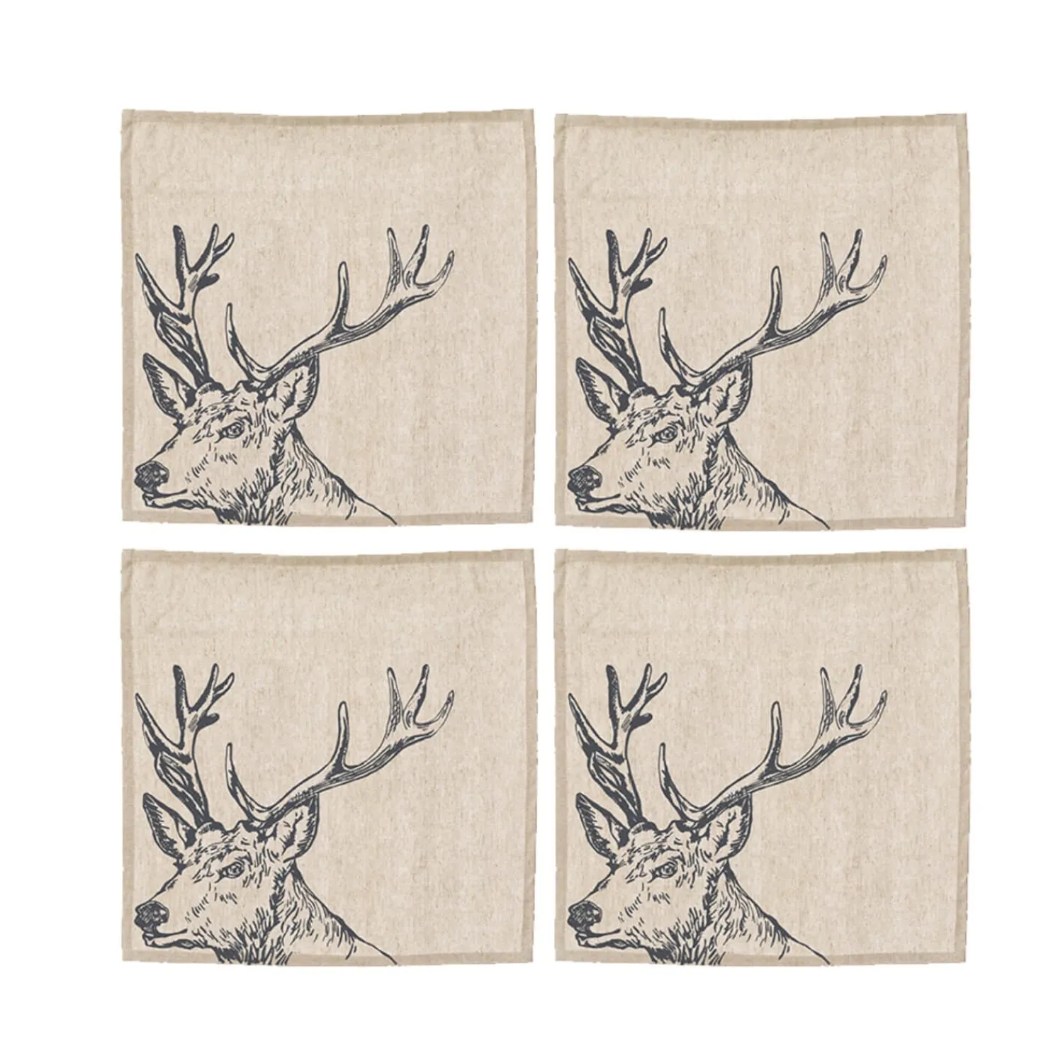 Selbrae House Set of 4 Linen Napkins - Stag