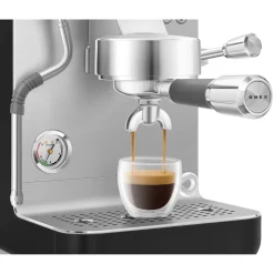 Smeg EMC02BLMUK Mini Pro Espresso Matte Black Coffee Machine & CGF02SSUK Mini Pro Stainless Steel Coffee Grinder