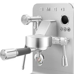 Smeg EMC02WHMUK Mini Pro Espresso Matte White Coffee Machine & CGF02SSUK Mini Pro Stainless Steel Coffee Grinder