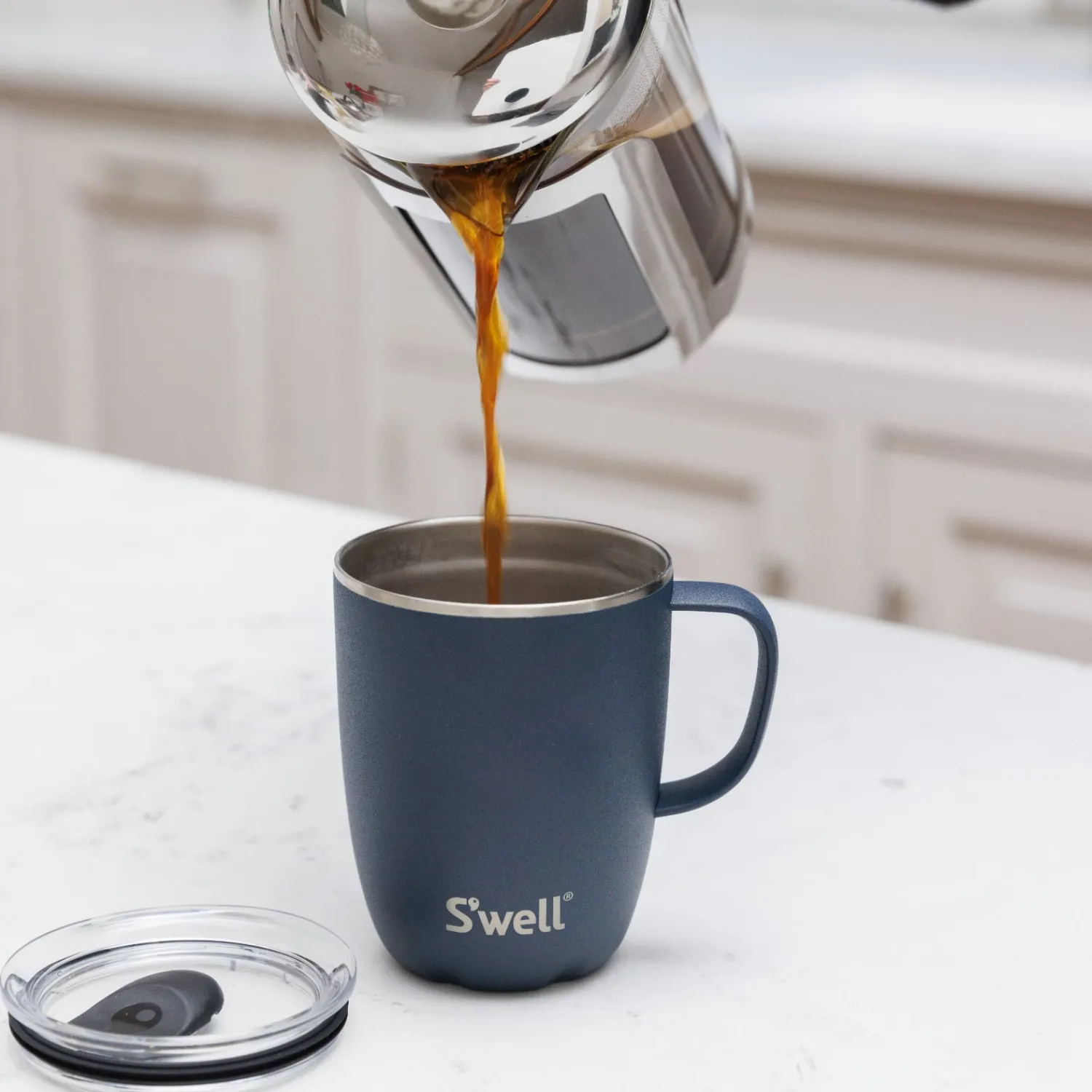 S'Well S'well 350ml Travel Mug with Handle - Azurite