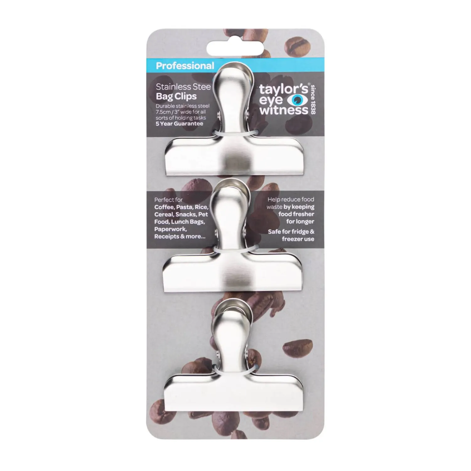Taylor's Eye Witness Taylor's Eye Witness 3 Piece Medium Bag Clip Set - Stainless Steel