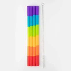 Taylor's Eye Witness Taylor's Eye Witness 4-Piece Silicone Reusable Drinking Straws - Rainbow