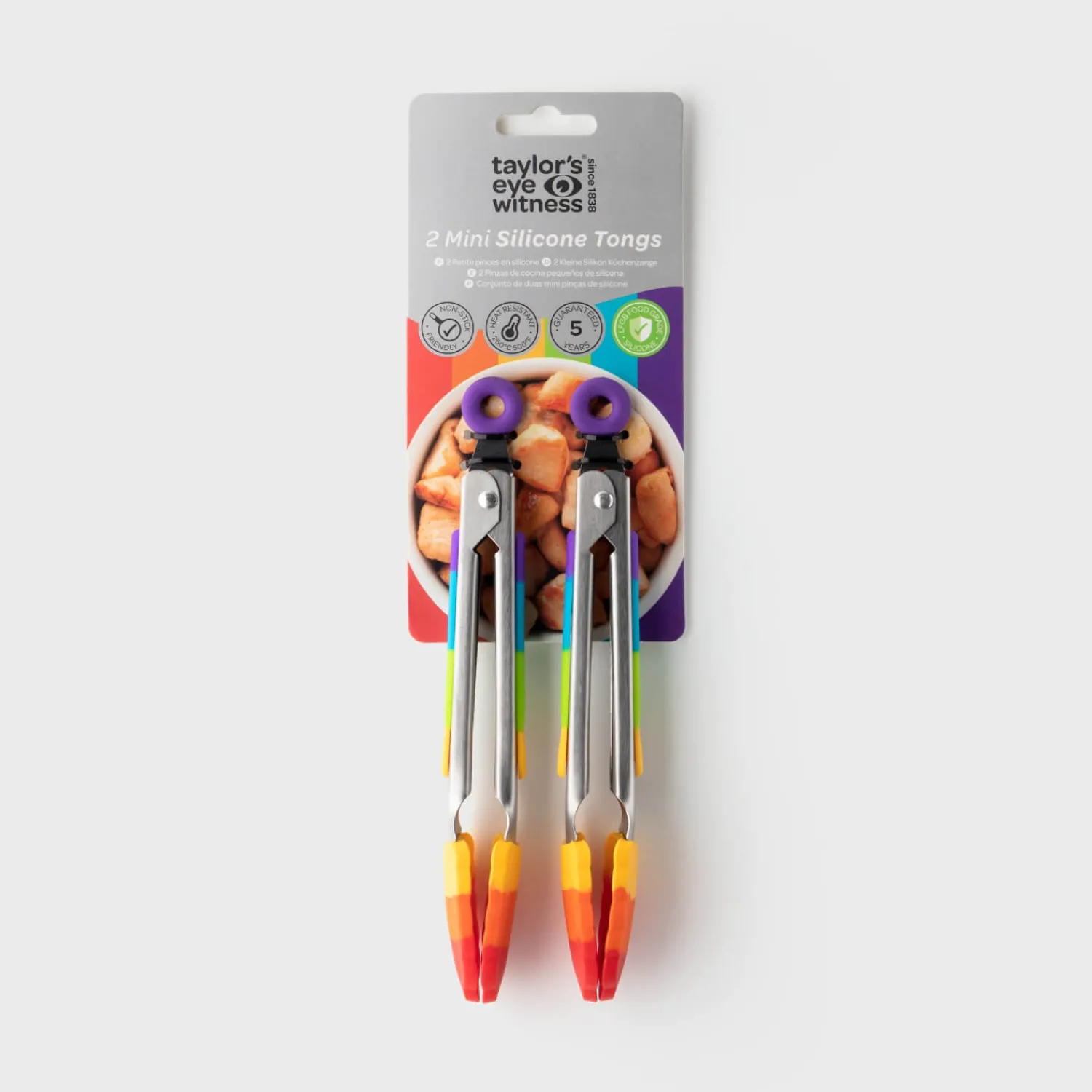 Taylor's Eye Witness Taylor's Eye Witness 2-Piece Mini Silicone Tong Set - Rainbow