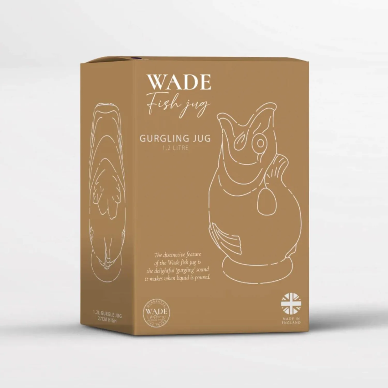 Wade Fish Earthenware 1.2 Litre Gluggle Jug - Cobalt