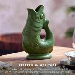 Wade Fish Earthenware 1.2 Litre Gluggle Jug - Forest Green