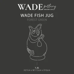 Wade Fish Earthenware 1.2 Litre Gluggle Jug - Forest Green
