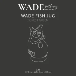 Wade Fish Earthenware 0.6 Litre Gluggle Jug - Forest Green