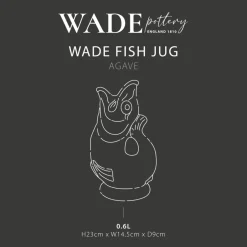 Wade Fish Earthenware 0.6 Litre Gluggle Jug - Agave