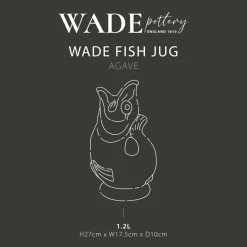 Wade Fish Earthenware 1.2 Litre Gluggle Jug - Agave