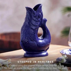 Wade Fish Earthenware 0.6 Litre Gluggle Jug - Cobalt
