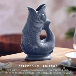 Wade Fish Earthenware 0.6 Litre Gluggle Jug - French Grey