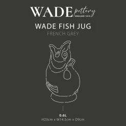 Wade Fish Earthenware 0.6 Litre Gluggle Jug - French Grey