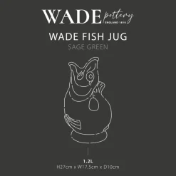 Wade Fish Earthenware 1.2 Litre Gluggle Jug - Sage