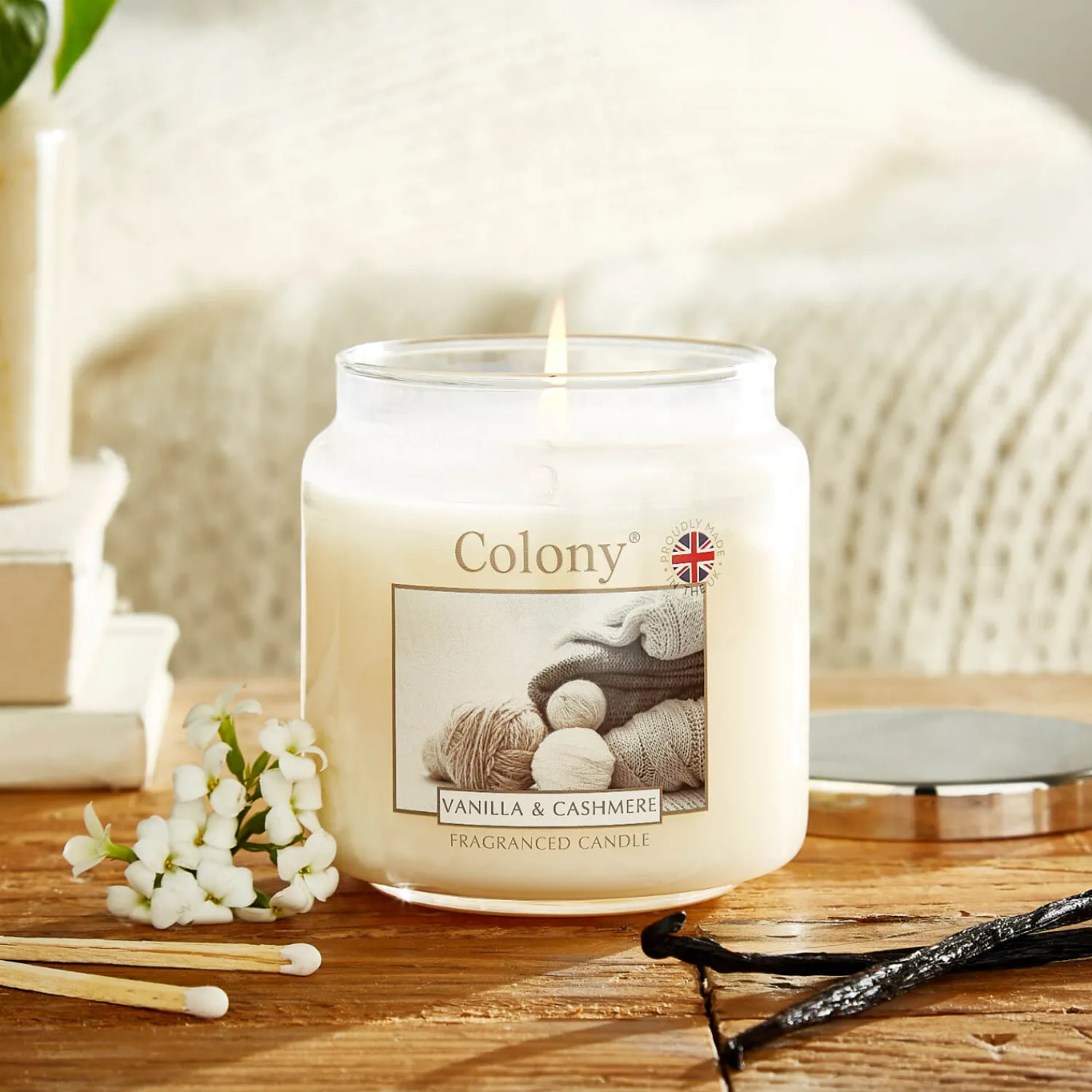 Wax Lyrical Colony Medium Scented Candle Jar - Vanilla & Cashmere
