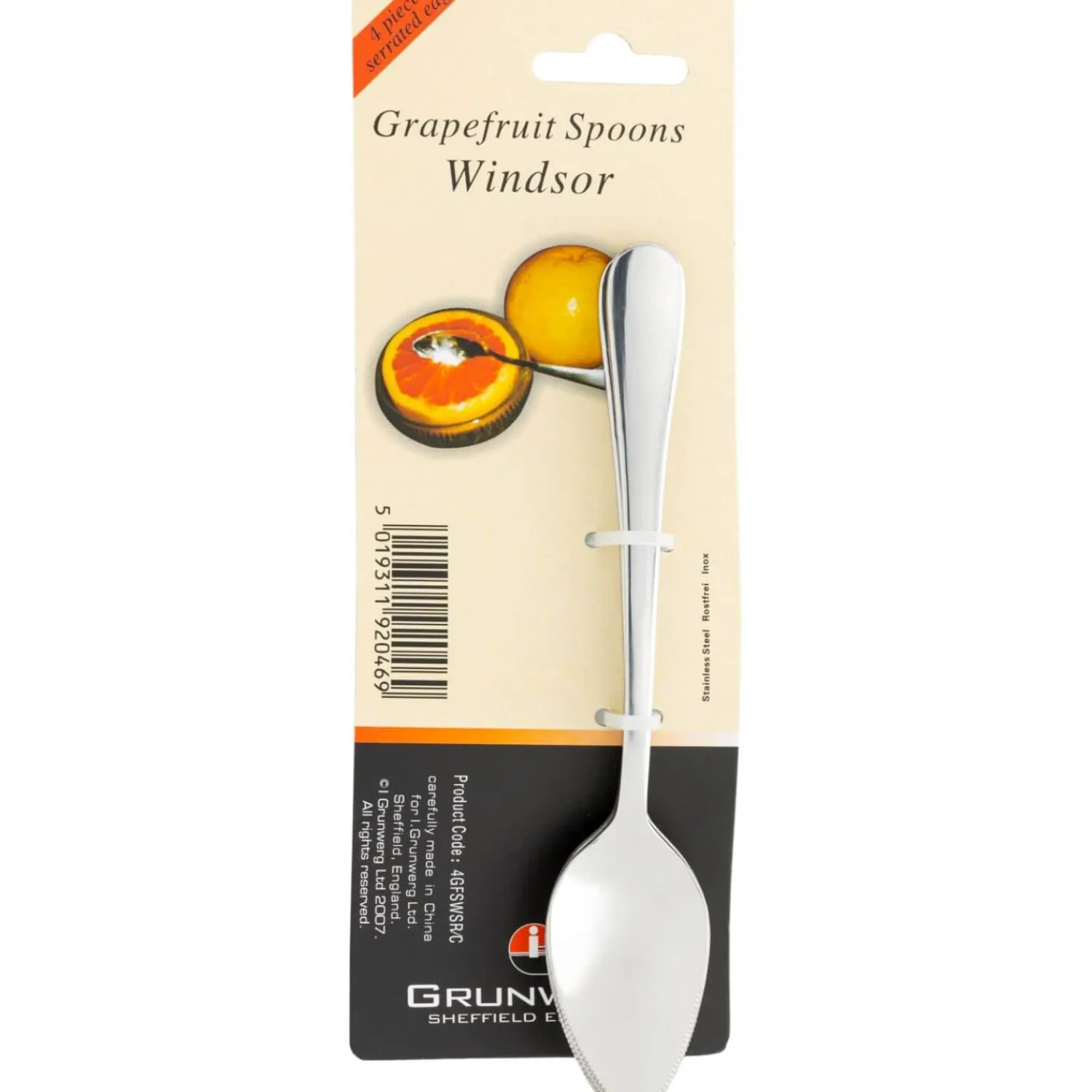 WINDSOR Stainless Steel 4 Piece Grapefruit Spoon - Set of 4