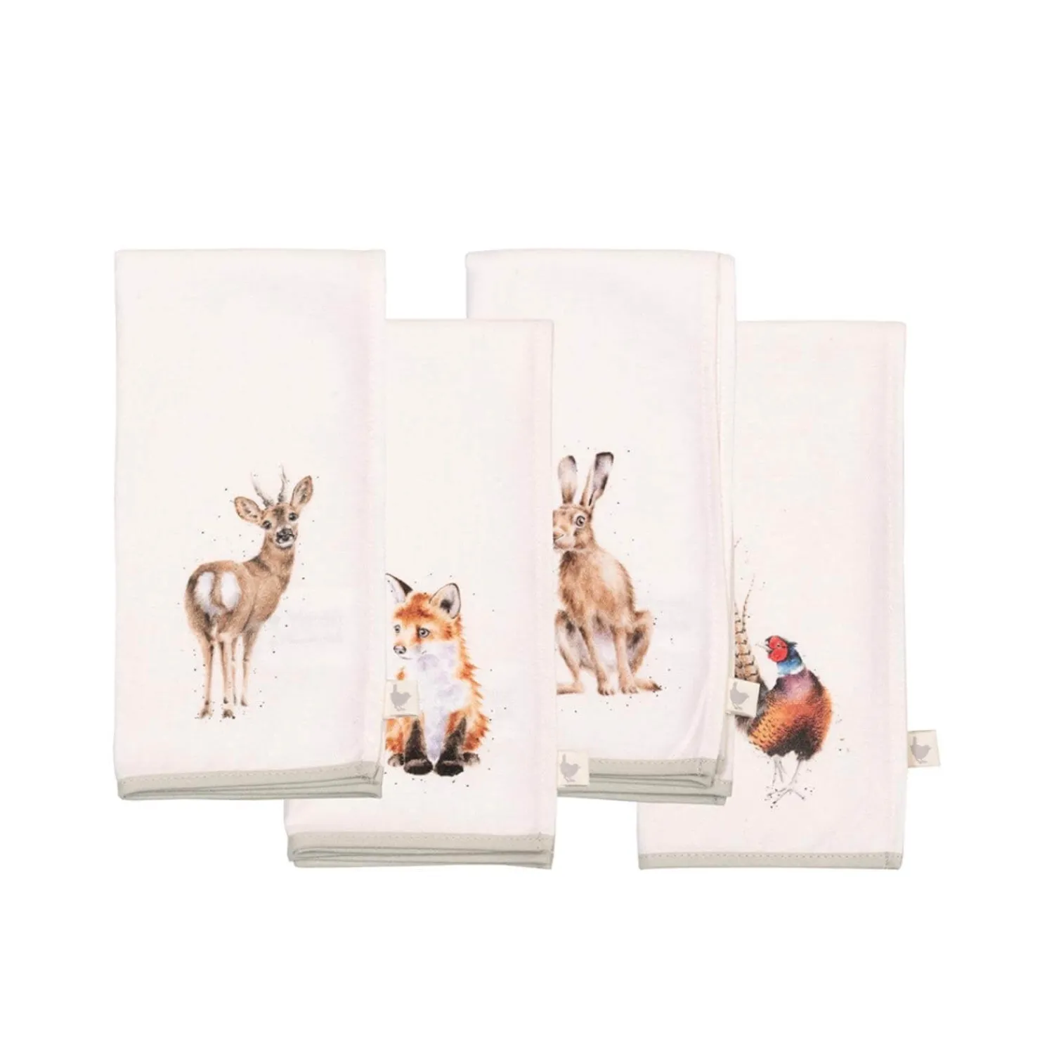 Wrendale Designs by Hannah Dale 100% Cotton Fabric Set of 4 Napkins - Woodlanders