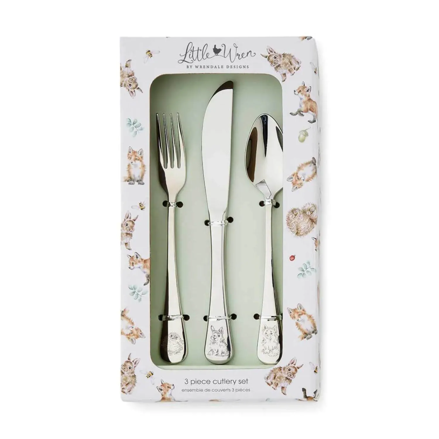 Wrendale Designs Little Wren Stainless Steel 3-Piece Cutlery Set