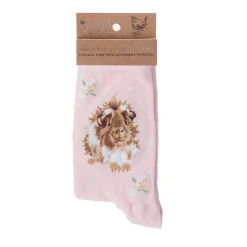 Wrendale Designs Pink Socks - Grinny Pig