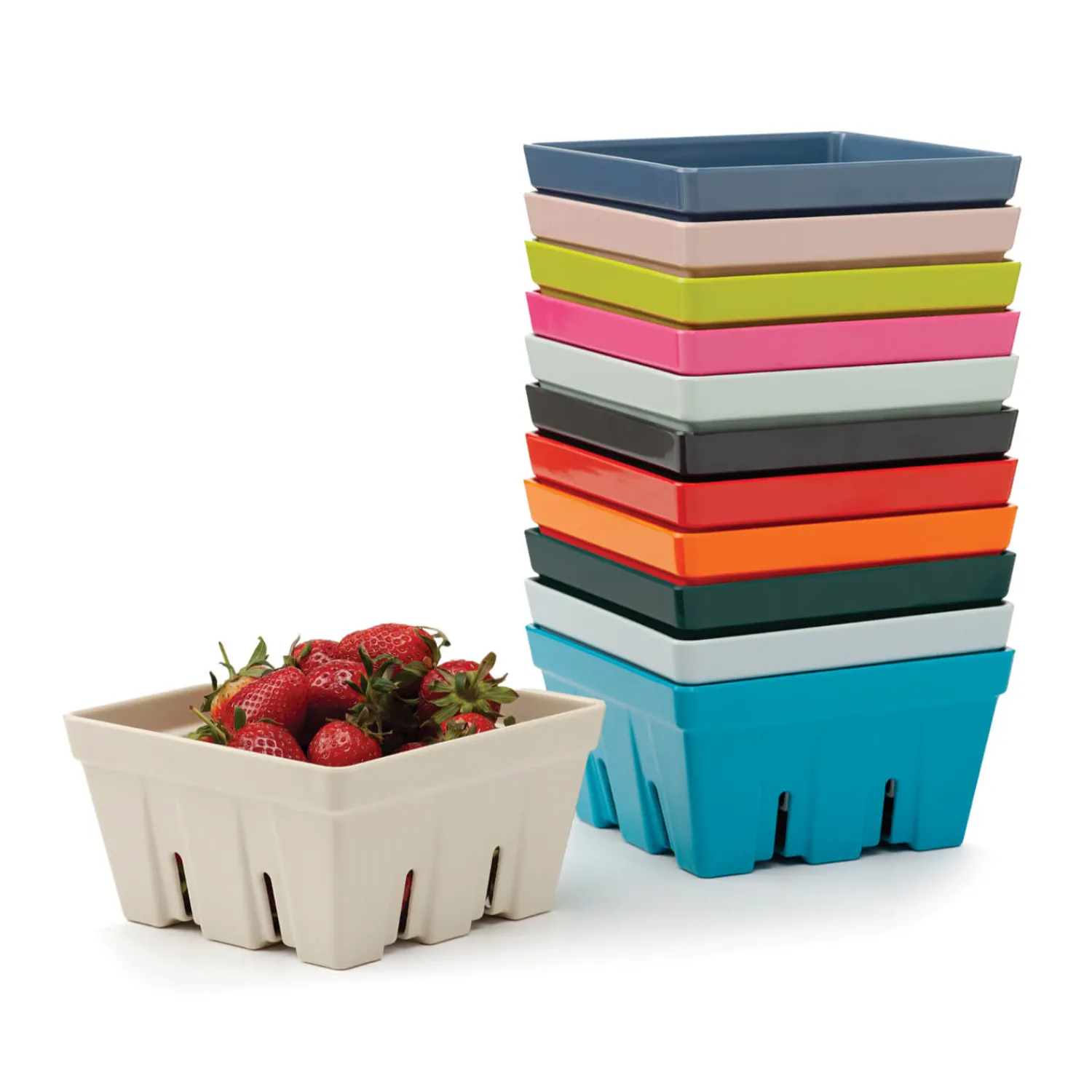 Zeal 15cm Melamine Berry Box & Colander - Forest Green